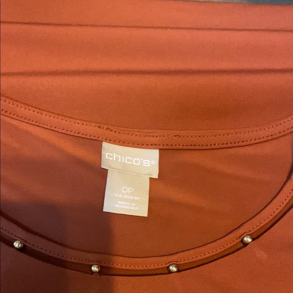 Chico's Rust Top with Studded Neckline